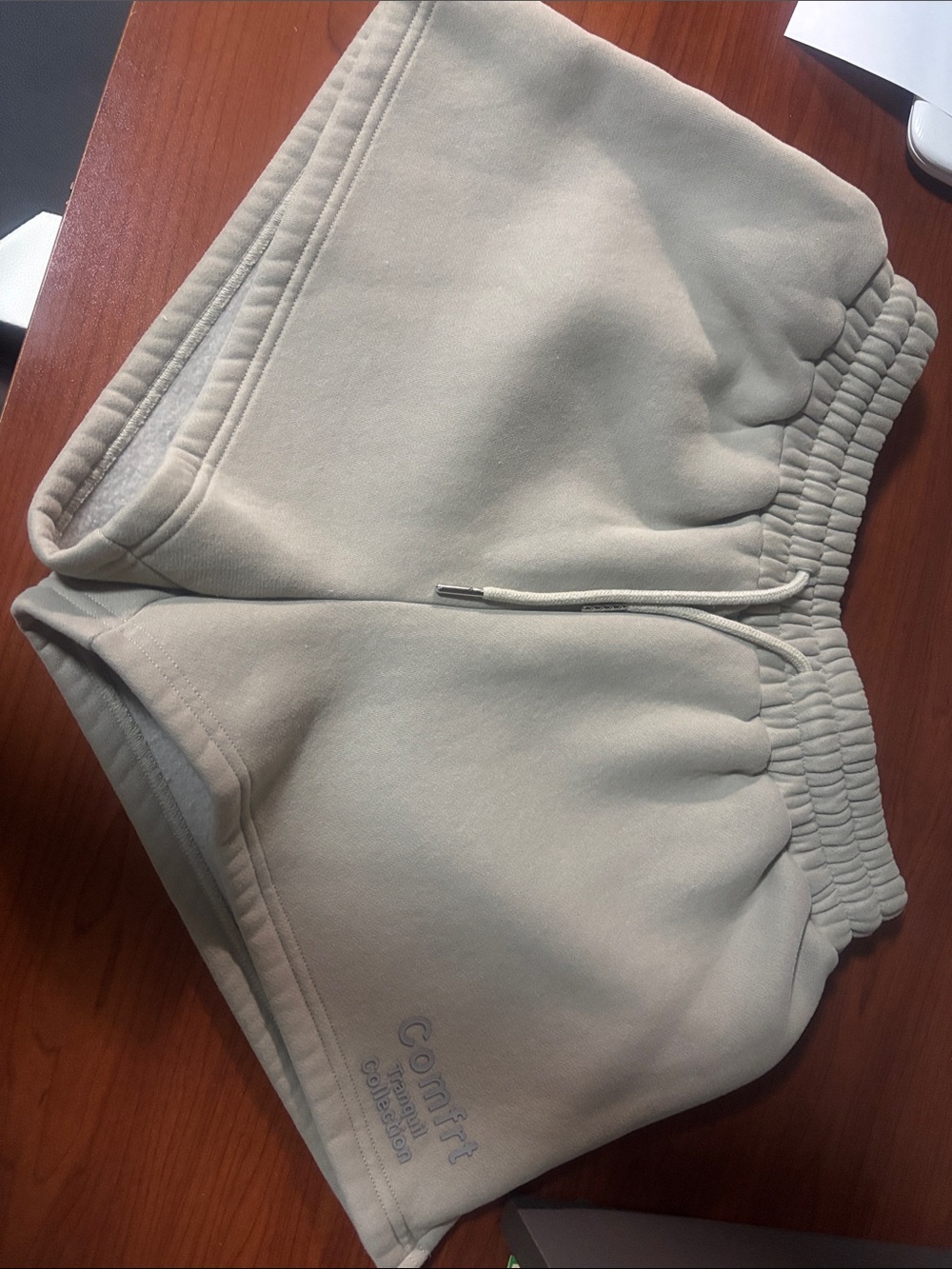 Comfrt Beige Cozy Drawstring Sweat Shorts